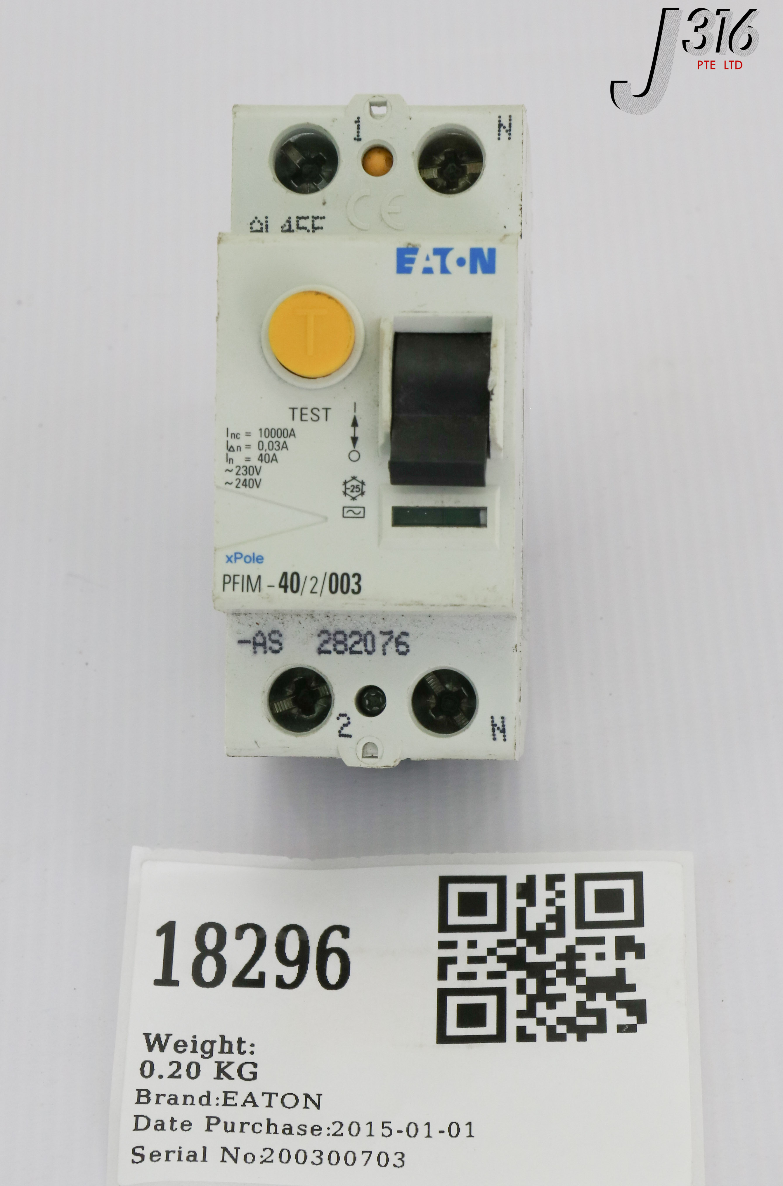 専用３ 18296 EATON CIRCUIT BREAKER, 40A, 2 POLES, 240V PFIM-40/2/003 | eBay